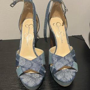 BRAND NEW - Jessica Simpson demin heels - never worn NWOT- gorgeous